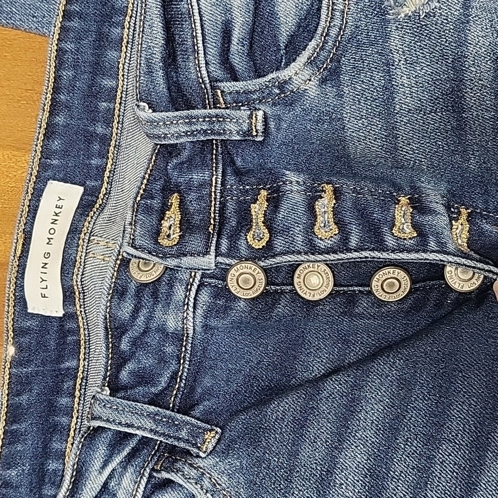 Flying Monkey High Rise Button-Fly Jeans - Blue - Picture 2 of 4
